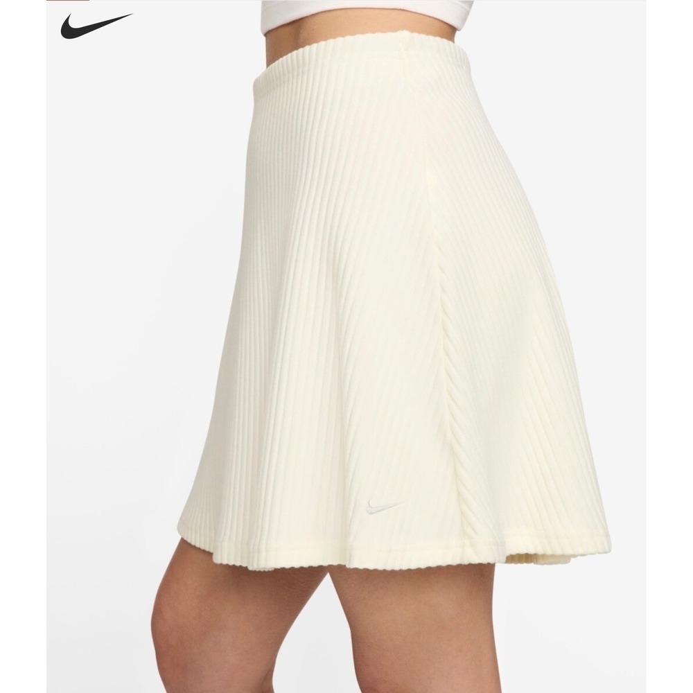 Nike Sportswear Ribbed Knit Mini Skirt Sail White High Rise DV7862-133 Womens S